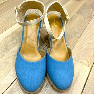 NEW unworn J.Crew chambray Canvas Espadrille Wedge